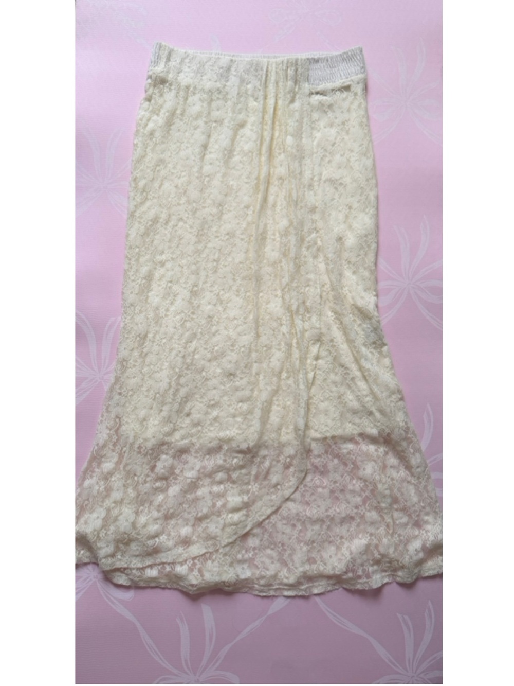 Cream Lace Maxi Skirt